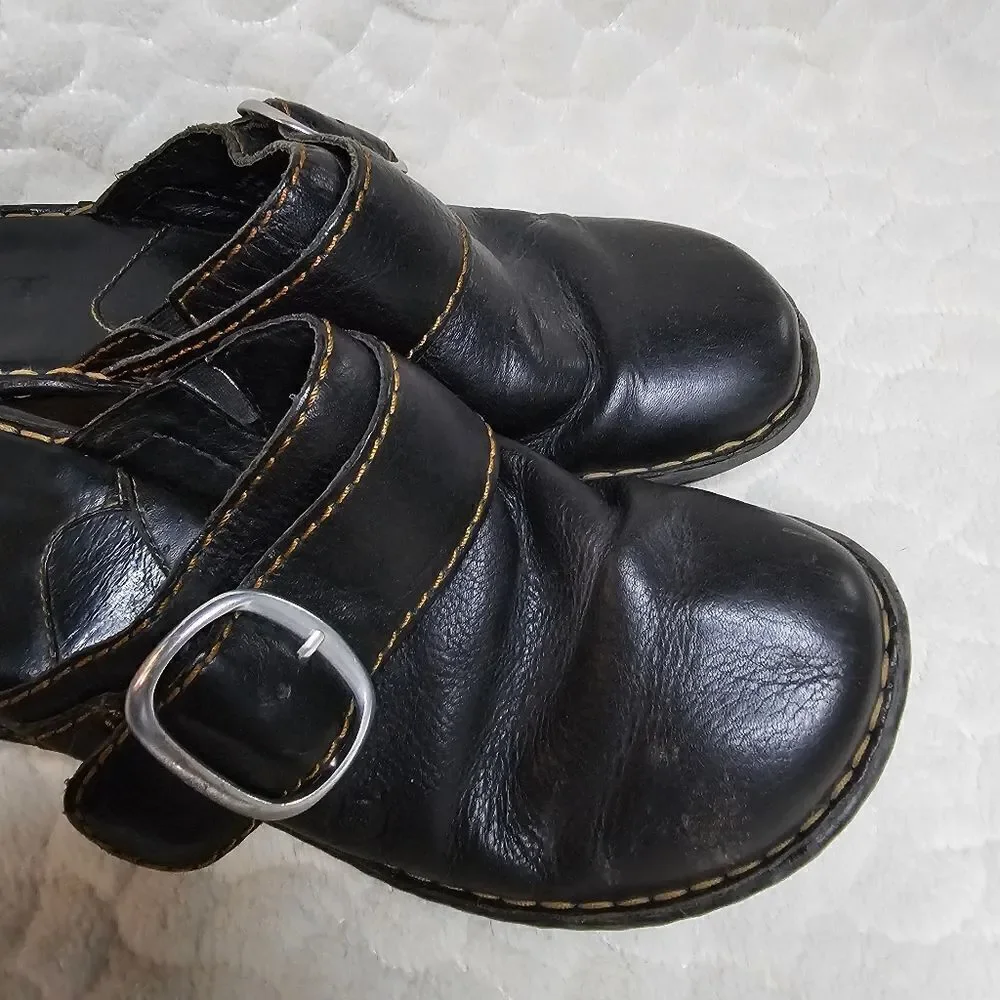Born black leather mules clogs slip ons wedge heel 8 39 - Picture 6 of 8